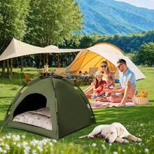 Casa para Gato Refrescante Tienda de Campaña Exterior Transpirable Plegable Verde Militar para Gatos Adecuada para Mascotas de hasta 5 kg Medium(40 * 40CM - Ejército mundial - Ver 5