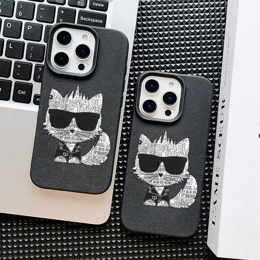 Funda para móvil: Estilo K-Karlss Funda para iPhone 17, 16, 15, 14, 13, 12, 11 Pro Max Plus - Cubierta Trasera Suave Antigolpes, Regalo Perfecto para Parejas - Negro - Ver 1
