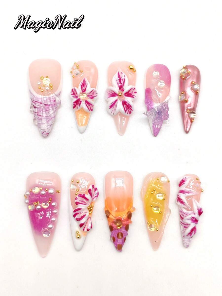 按压式假指甲 - 彩色 - 查看 1