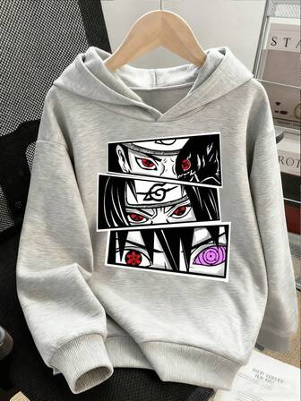 Vändbar Anime-tröja med tryck - Grafisk tröja, Streetwear-tröja, Grå Casual Högkvalitativ Bekväm Passform, Modern Mångsidig Produkt För Anime-entusiaster