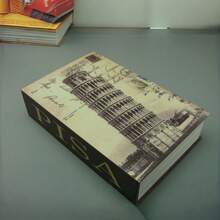 1 pieza Caja fuerte de libro creativa, caja fuerte oculta con cerradura de llave con diseños de Torre de Pisa, coche, Big Ben en tamaño pequeño/mediano/grande, caja fuerte miniatura realista para oficina, dormitorio, caja de almacenamiento decorativa - Torre inclinada de Pisa - Ver 6