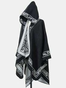 1件舒适几何撞色提花披肩斗篷 - 彩色 - 查看 23