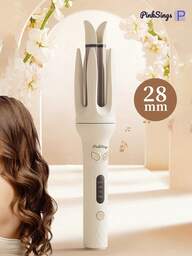 PinkSings Modelador de cabelo automático de uma tecla com cilindro de 28 mm, modelador automático esquerdo e direito com 4 modos de temperatura, gerador de íons negativos para cuidados com o cabelo, temporizador e sensor inteligentes, desligamento automático