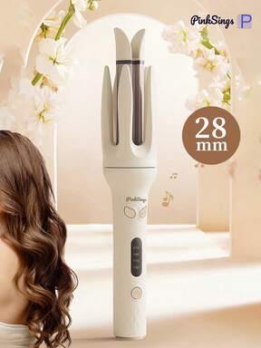 PinkSings Modelador de cabelo automático de uma tecla com cilindro de 28 mm, modelador automático esquerdo e direito com 4 modos de temperatura, gerador de íons negativos para cuidados com o cabelo, temporizador e sensor inteligentes, desligamento automático
