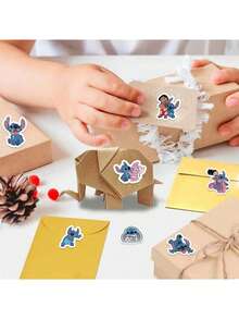 500pcs Disney Sticker Roll, 10 Styles, Fun Movie Cartoon Stickers, Stitch Party Favors, Water Bottle Vinyl Stickers (500pcs/Roll) - Blue - View 5