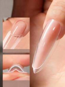 60pcs Nail Art Sandwich Nail Extension Mold, 30pcs Top Mold + 30pcs Bottom Mold Sandwich Layer Design, Reusable Nail Extension Mold For DIY Almond, Ballet, Pointed Nail Shapes, No Paper Needed, Suitable For Gel Nail Extensions - Clear - View 5