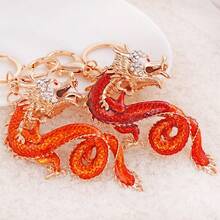 Chinese Dragon Zodiac Alloy Keychain, Exquisite Car Pendant, Daily Commuting Highlights, Decoration Pendant, Essential Gift For Office Workers, Super Thoughtful Gift For And Relatives. - 深色龍 - 查看 2