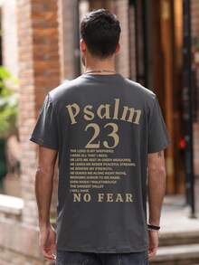 Krometka Men's Casual Versatile Minimalist English Slogan Printed Short Sleeve T-Shirt - Dark Grey - View 4