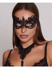 1 Peça Máscara Decorativa Vintage Sexy e Vazada de Renda para Mulheres, Cobertura Meia Face com Padrão Floral, Máscara para Festa Feminina Adequada para Festas, Bailes de Máscaras, Casamentos, Máscara Vintage Sem Poder, Máscara Preta Sexy de Mascarada, Acessório de Tecido Leve para Mulheres, Adequado para o Dia dos Namorados, Casamentos, Presente para Namorada - Multicolorido - Visão 2