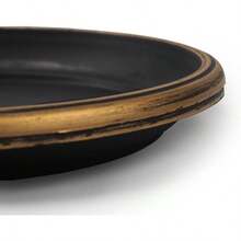 11" Decorative Heavy Duty Tray Saucer 2 Pack Rustic Medieval French Country Look Pot Planter Base for Indoor Outdoor Decor Use. Long Lasting Reusable Light Weight (11 inches Black) - Oro - Ver 4