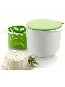 1个微波炉硅胶DIY奶酪制作器，新鲜奶酪制作器，奶酪乳清沥水过滤桶，带奶酪食谱，厨房小工具，微波炉奶酪制作器，厨房奶酪制作器 - 綠色 - 查看 10