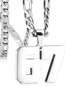 Dây chuyền thép không gỉ tối giản độc đáo, mặt dây chuyền số 67 (dành riêng cho nữ), quà tặng kỷ niệm trận đấu, phù hợp cho các cặp đôi, bạn bè, gia đình, đeo hàng ngày, ngày Valentine, kỳ nghỉ, ngày lễ, quà tặng cho nữ, trang sức nữ, quà tặng cho bạn thân. - Nhiều màu - Xem 3