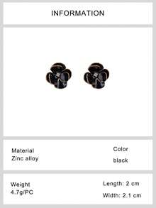 1pair Sweet And Sophisticated Blue Mori Style Flower Stud Earrings, Perfect For Vacation, Parties And Gatherings Valentines - Multicolor - View 17