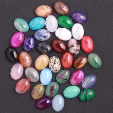 5/12/30颗随机混合天然椭圆形水晶散石及随机混合玻璃，戒指平面椭圆形爱情宝石玫瑰石英抛光水晶散装脉轮掌心舒缓石，天然可爱口袋拇指宝石精神平衡冥想灵气套装礼品