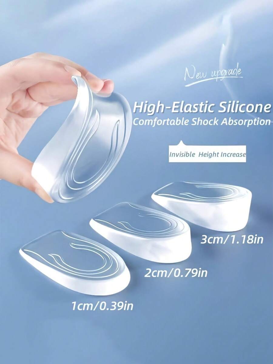 1 Pair Transparent Silicone Anti-Slip Shock-Absorbing Soft & Elastic Heel Inserts, Multi-Height, Invisible Shoe Insoles, Heel Height Increase Pads Suitable For Various Shoes Insulation, Galentines, Puppy, Carnival, Shoe, Spring Summer Picks, Brides Maid Gifts, Room, Bedroom Decor, Bedroom Decor, Beach, Travel, For Men, For Women, Vacation, Women's Day, Travel Essentials, Wedding Favors, Y2k, Bedroom, Car Accessories Women, Kitchen Decor, Cute Stuff - Transparent - View 1