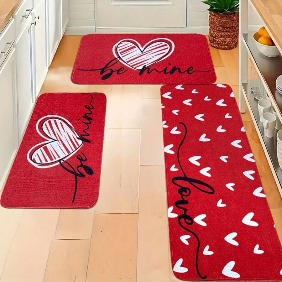 1 Stück Valentinstag Küchenmatte, Valentinstag herzförmiger Teppich, Roter Hintergrund Küchendekoration Kleiner Teppich, Küchendekoration Geschenk für Liebhaber, Weiches & bequemes Flanellmaterial leicht zu reinigen, Küchenteppich, Küchenmatte, Küchenfußbodenteppich, Fußmatte, Kleiner Teppich, Teppich, Läufer, Bodenmatte, Bereichsteppich, Outdoor-Matte, Heimdekoration, Bereichsteppich, Schlafzimmerteppich