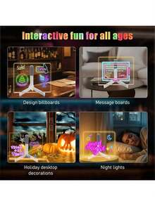 One Acrylic LED Illuminated Drawing Board With Stand, Which Can Be Used As An Illuminated Memo Board, LED Message Board Or Drawing Board. It Comes With 7-Color Pens And Is Suitable For Offices, Schools, Homes, Back-To-School Season And Other Occasions. - Multicolor - View 7