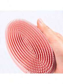 1pc Silicone Shower Cleaning Brush, Silicone Hair Washing Shower Brush, Adult Double-Sided Bath Brush, Massage Bath Brush, Bathroom Cleaning Tool, Storage Bag, Organizer Bag, Hair Clips - Multicolor - View 2