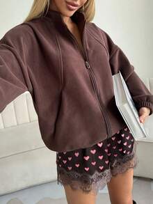 Women Lace Trim Satin Silk Shorts Y2K Patchwork Silky Mini Shorts Elastic Waist Pajama Slip Bottoms Boxer Coquette Micro Mini Shorts Going Out Shorts - Hồng - Xem 3