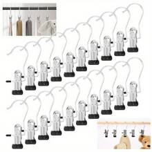 20pcs/10pcs Stainless Steel Multi-Function Rotating Hooks, Heavy Duty Clothing Storage, Suitable For Various Garments, Space-Saving Wardrobe, Retail Display Stand, Portable & Convenient, Streamlined Modern Design - Multicolor - View 2