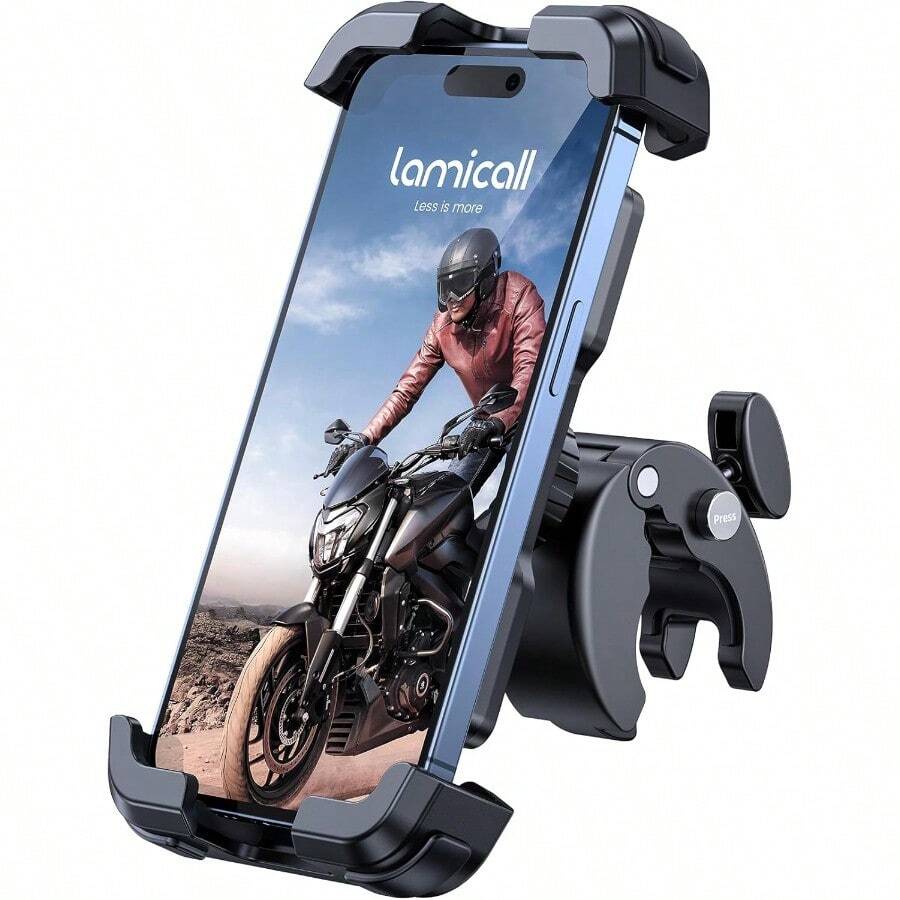 XISH Lamicall Soporte Celular Motocicleta Porta Celular Bicicleta - Soporte Celular Moto De Montaje Rápido Mejorado  17 16 Pro 15 14 13 Pro MAX Galaxy S23 y Celulares De 4.7 a 6.8 Pulgadas - negro - Ver 1