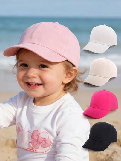 1pc/2pcs/3pcs Cute Baby Girl Baseball Cap (6 Months - 2 Years) - Solid Color Infant Sun Hat, Adjustable Size, Suitable For Baby Girl Outfits, Multiple Lovely Colors, Suitable For Daily And Outdoor Activities