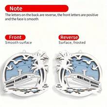 2D flat Boat Seabird Coconut Tree Christmas Happy Pendant Earrings, fashionable jewelry, Party gifts, perfect holiday presents for family and friends - Multicolor - Ver 5