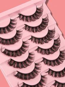 10 Pairs 15mm Detachable False Eyelashes, Natural & Cute, Russian Curly Lashes - Black - View 2