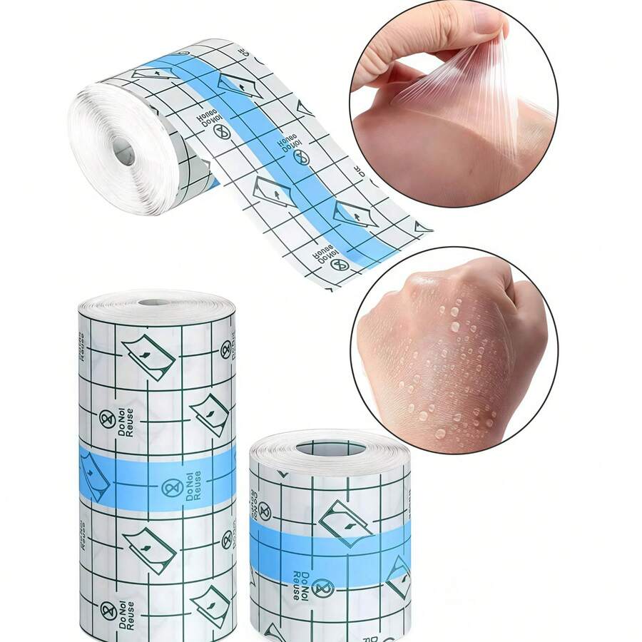 1 Roll 5m X 5cm/10cm Transparent Waterproof Tape, Waterproof Transparent Thin Film Dressing Bandage, Waterproof Bandage, Suitable For Tattoo, Swimming, Down Jacket Collar, Cuffs, Lining To Prevent Dirt, Makeup Stains - Multicolor - View 1