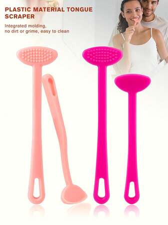 2 st högkvalitativ tungskrapa i plast - Dubbelsidig design, rengör effektivt tungan, förbättrar munhygienen, fräschar upp andedräkten, tar bort bakterier och beläggningar, ergonomiskt handtag, rekommenderas av ayurvediska/tandläkare - daglig ritual, resor