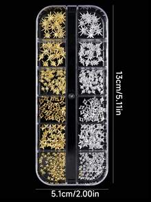 12个金银镂空十字钉，不对称造型美甲DIY装饰钉，美甲用品 - 彩色 - 查看 8