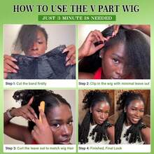Afro Wig V Part Kinky Curly Wigs For Black Women Wear And Go Glueless Wig With Unique Bouncy Curls In The End, Synthetic No Leave Out Clip In - Nhiều màu - Xem 7