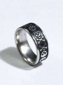 1 anillo creativo de teclado de piano de acero inoxidable con diseño, estilo callejero unisex para uso diario