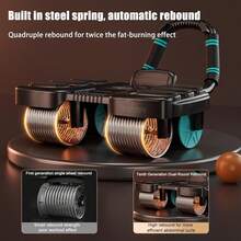 Benbo 1pc Abdominal Roller With Knee Pad, Home Fitness Equipment For Abdominal Muscle Training, Core Workout With Self-Rebound Elbow Support, Built-In Phone Holder, Suitable For Weight Loss, Abdominal Muscle Training, Home And Gym Exercise - View 7