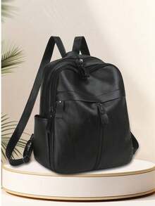 Unisex Fashion Casual Tote Backpack, Large Capacity Student Backpack, Travel Soft Cowhide Material Commuter Bag - Multicolor - View 7