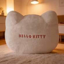 Miniso 三丽鸥草莓季Hello Kitty头像抱枕：柔软短绒材质，家居沙发卧室腰部支撑装饰靠垫（1个） - 白色 - 查看 3