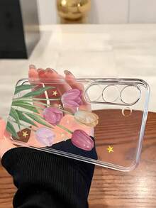 极简花卉元素时尚手机壳，郁金香星形图案软壳，1个装，兼容华为荣耀、红米、三星Galaxy A04e/12/A13/A14/A34/A50/A52/A53/A54/S21/S22/S23/S24/S25/S25Ultra/S25FE/S26/S26 Plus/S26 Ultra/S26 Edge、6A/7A/8A、12T/13T/15T/15T Pro，春季礼物 - 無色 - 查看 4