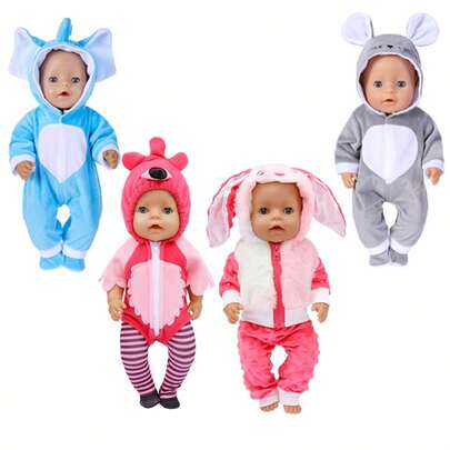 1 Set Of Vivid & Cute Animal Shaped Doll Clothes (Doll Not Included), Suitable For 17-18 Inch Dolls, Multiple Color & Style Options, Soft & Comfortable Fabric, Great Gift For Parent-Child Play