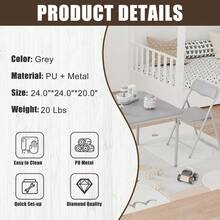 Mesa plegable y sillas para niños y niñas Conjunto de 3, mesa portátil y 2 sillas con asiento tapizado de PU, adecuado para comer, leer y jugar - Gris - Ver 5