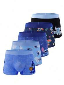 Disney 5 chiếc quần boxer nam in họa tiết đường may, người bạn đồng hành thời thơ ấu, đồ lót dùng được cả bốn mùa. - Màu xanh lam - Xem 2