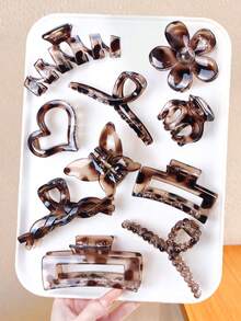 10pcs/Set Leopard Ombre Hair Clips Combo - Suitable For Girls And Women, From Minimalist Geometric To Romantic Floral, Lively Butterfly, Each Hair Clip Combines Fashion And Practicality, Suitable For Daily Life, School, Weekend Shopping, Casual Gatherings And Other Occasions, Easily Grasp The Atmosphere And Styling Fashion Hair Accessories Elegant Hair Claws Women Hair Clutch Casual Hair Jaw Clip - Multicolor - View 2