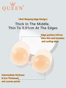 vfvQueen 1 Pair Plus Size Self-Adhesive Lift Bra Pads, Seamless Invisible Breast Petals With Lift & Cleavage, Reusable Silicone Nipple Covers, Strapless Backless Bra Tape - Multicolor - View 5