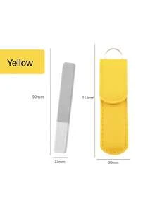 6pcs/2pcs New Nail File Set With Yellow Leather Storage Box And Transparent Nail Files, Suitable For Beginners For Simple Manicure, Mini Double-Sided Tools With Glass Polishing Strip For Shiny Nails, Crystal Nail File Manicure Transparent Tools - Multicolor - View 12