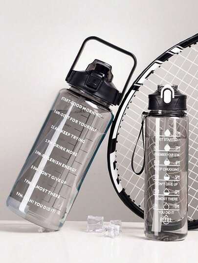1pc 750ml/2L Large Capacity PC Water Bottle, Sports & Fitness Portable Straw Cup, Suitable For Home And Outdoor Travel