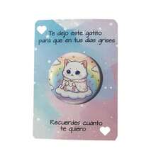 Boton Pin Broche de Gatitos con Tarjeta de Apoyo Emocional - Plateado - Ver 2