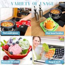 Plaid Bowl holders Check Microwave Bowl Holder Polyester Hot Bowl Holder Microwave Safe Plate Holder Heat Resistant Bowl Holder for Rice Soup Pasta Bowls 6 Pieces Red Blue Green Yellow Black - Rojoazulverdeamarillonegro - Ver 7