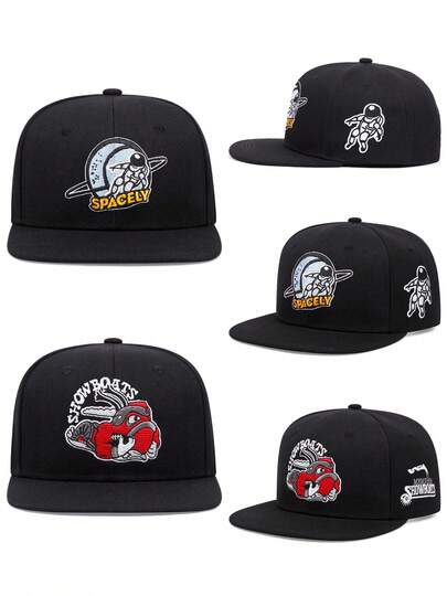 2026 New Fashionable Personalized Flat Edge Hat Astronaut Snail Letter Embroidered Hip Hop Hat Outdoor Daily Commuting Decorative Hat Sports Sunshade Hat Street Creative Skateboarding Hat Male Female Casual Baseball Hat