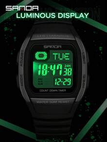 SANDA 2208 Neue Mode Herren Digitaluhr, Outdoor Sport wasserdichte Chronograph LED Uhr für Frauen - Schwarz und Weiss - Übersicht 7