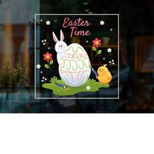 1 Roll Easter Spring Decorative Glass Door And Window Stickers Easter Glass Door Stickers Festival Flower Rabbit Easter Egg Shop Showcase Electrostatic Adsorption Window Stickers Adhesive Free