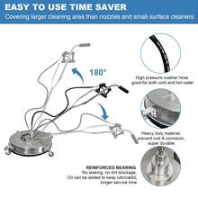 Limpiador de superficies con hidrolavadora de 20", 4600 PSI, 4 ruedas y asas dobles, conexión rápida de 3/8" para entradas de concreto, aceras, terrazas y patios. Accesorio de hidrolavadora. - Plateado - Ver 3